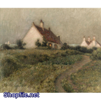 Tranh sơn dầu ngôi làng và con đường